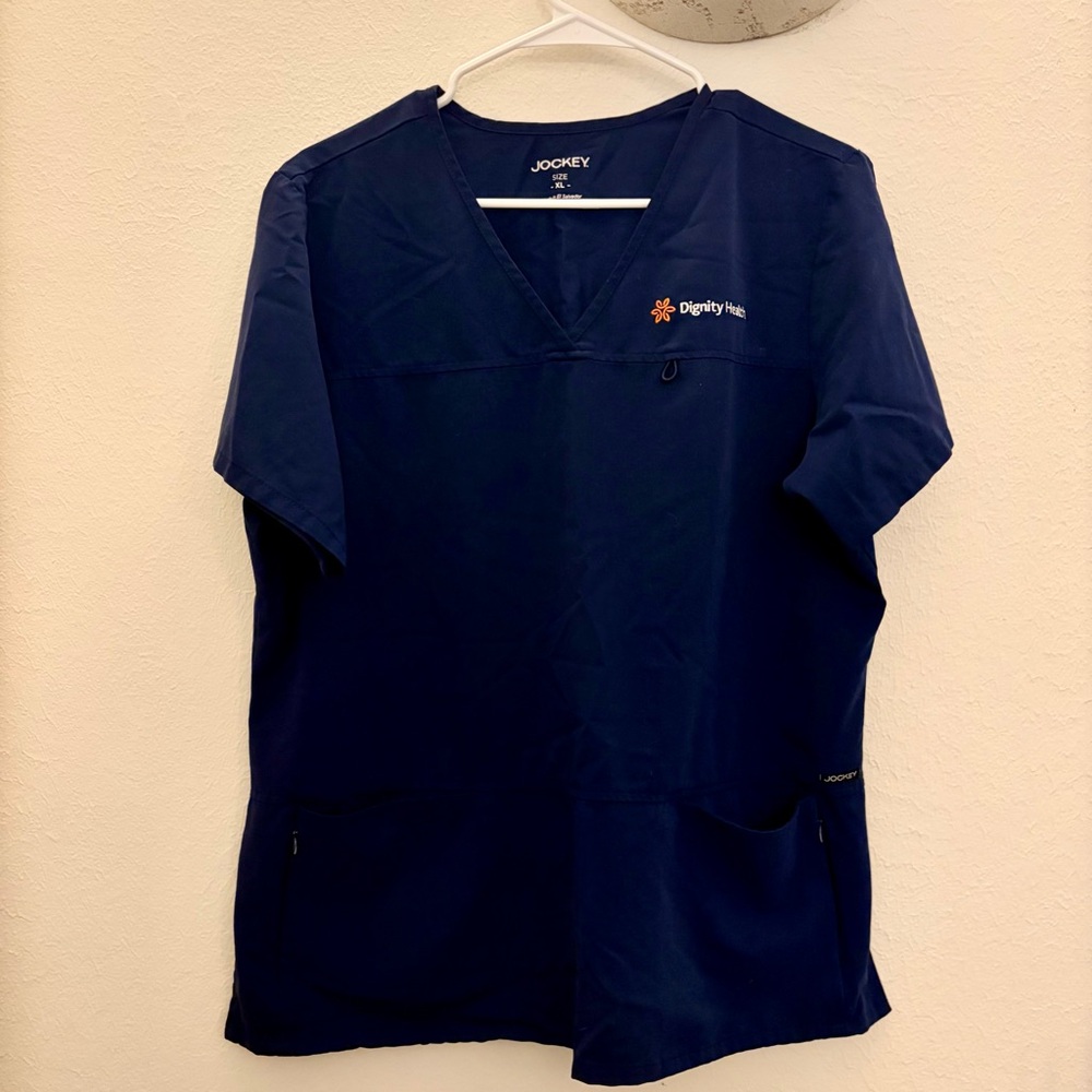 Dignity Health Jockey New Navy Scrub Top